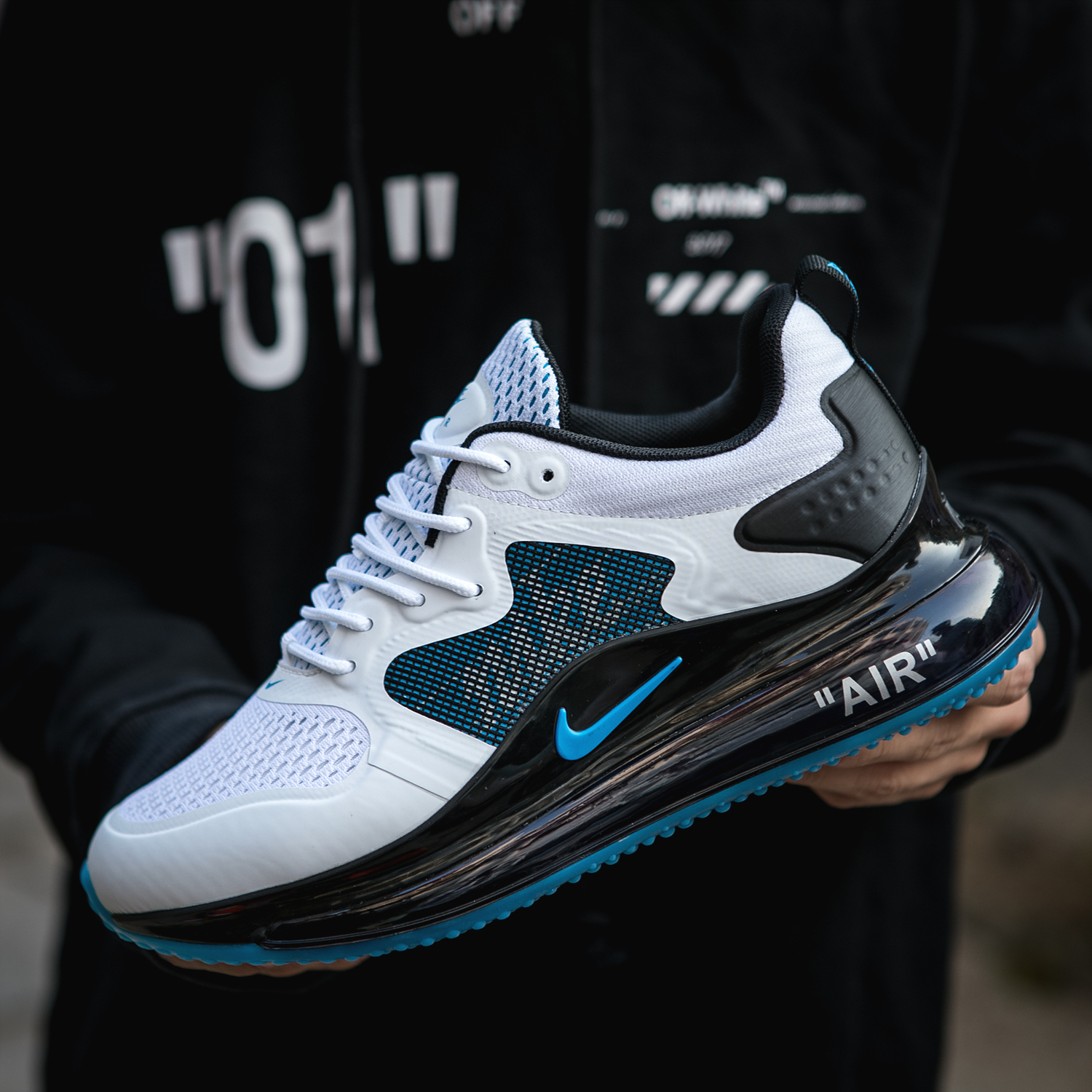 2020 Men Nike Air Max 720 White Black Jade Blue Shoes